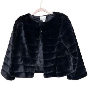 NWT Hyfve Plush Faux Fur Teddy Jacket Womens Medium Black Old Money Quiet Luxury